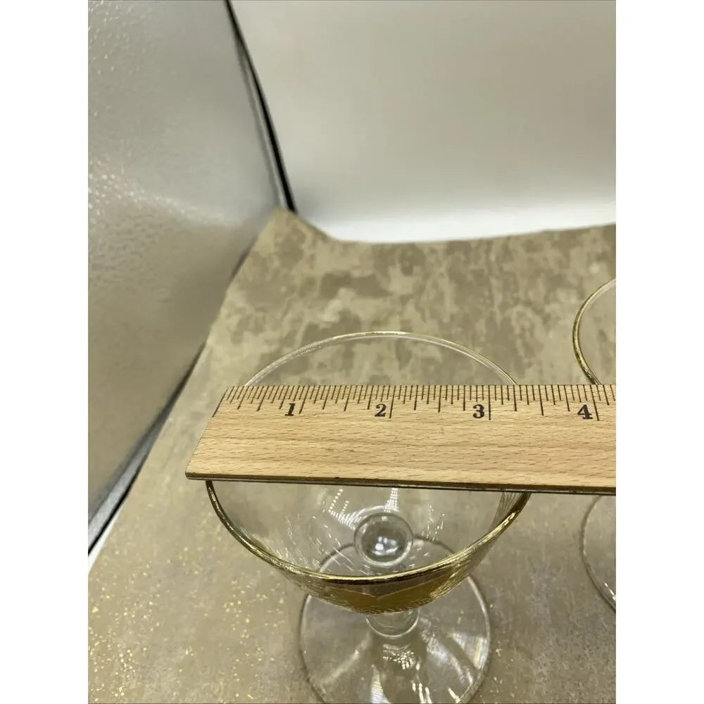 2-Vintage Libbey Golden Foliage Cordial Goblets Bar Glasses Wine Champagne